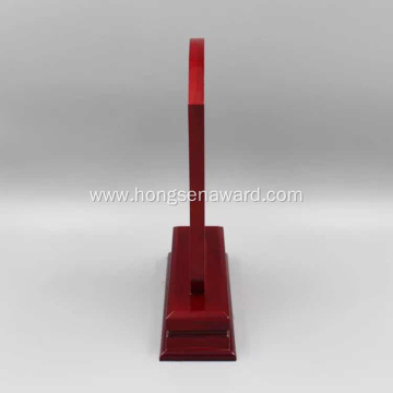 Square red wooden trophy